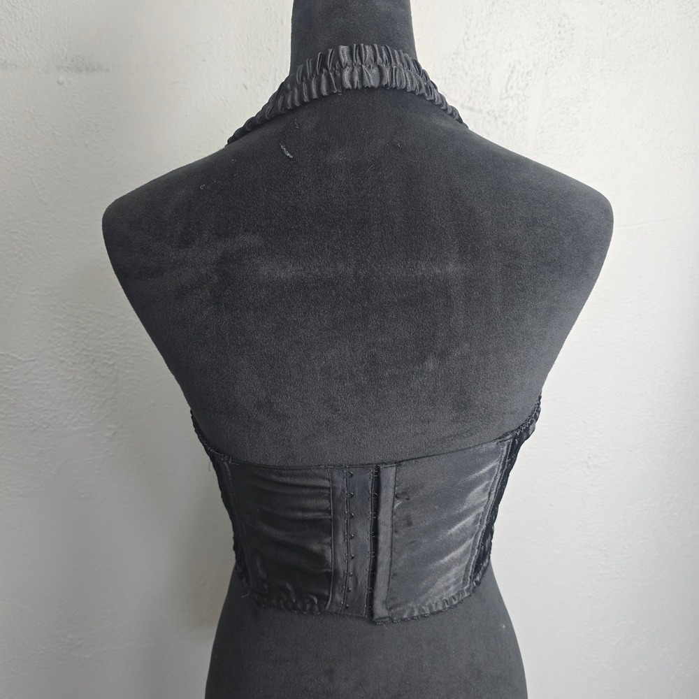Victoria's Secret VTG Gold Label Black Corset Blue Green Beaded Bra Bustier Med - Picture 3 of 16